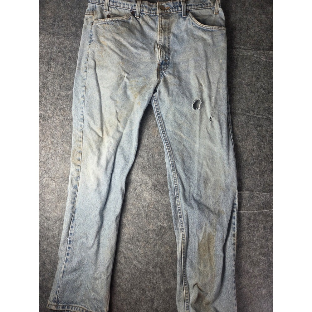 Vintage Mens Levi's 505 Orange Tab Distressed Thrashed Denim Jeans 38(36)x30 USA